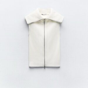 White Ribbed Tank Top with Zipper